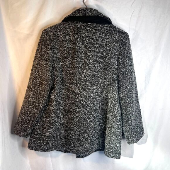 London Fog Tweed Wool Blend Peacoat w/ Scarf Single Breasted Size Large Classic - Picture 2 of 11